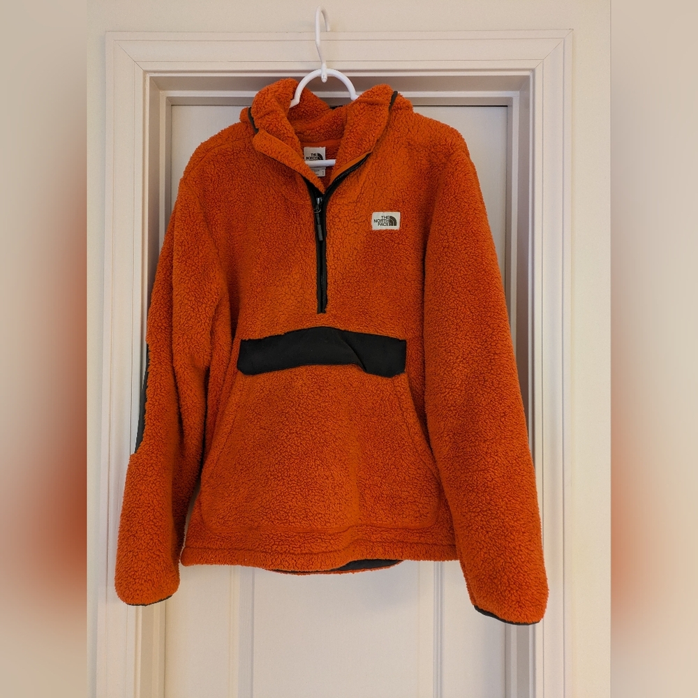 North Face Sherpa Hooded Pullover Men's Large Orange